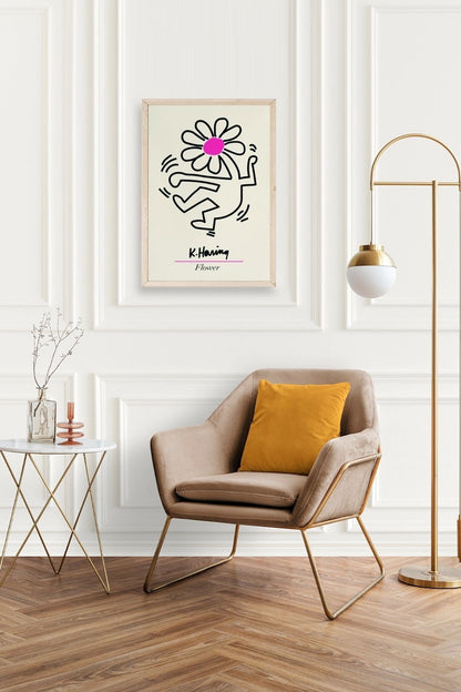 Soyut Çiçek Adam Ahşap Çerçeveli Tablo 42 x 42