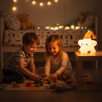 Yıldız Figürlü Pofuduk LED Gece Lambası – Yumuşak Dokulu Masaüstü Aydınlatma, Çocuk Odası ve Dekoratif Şarjlı Ortam Işığı