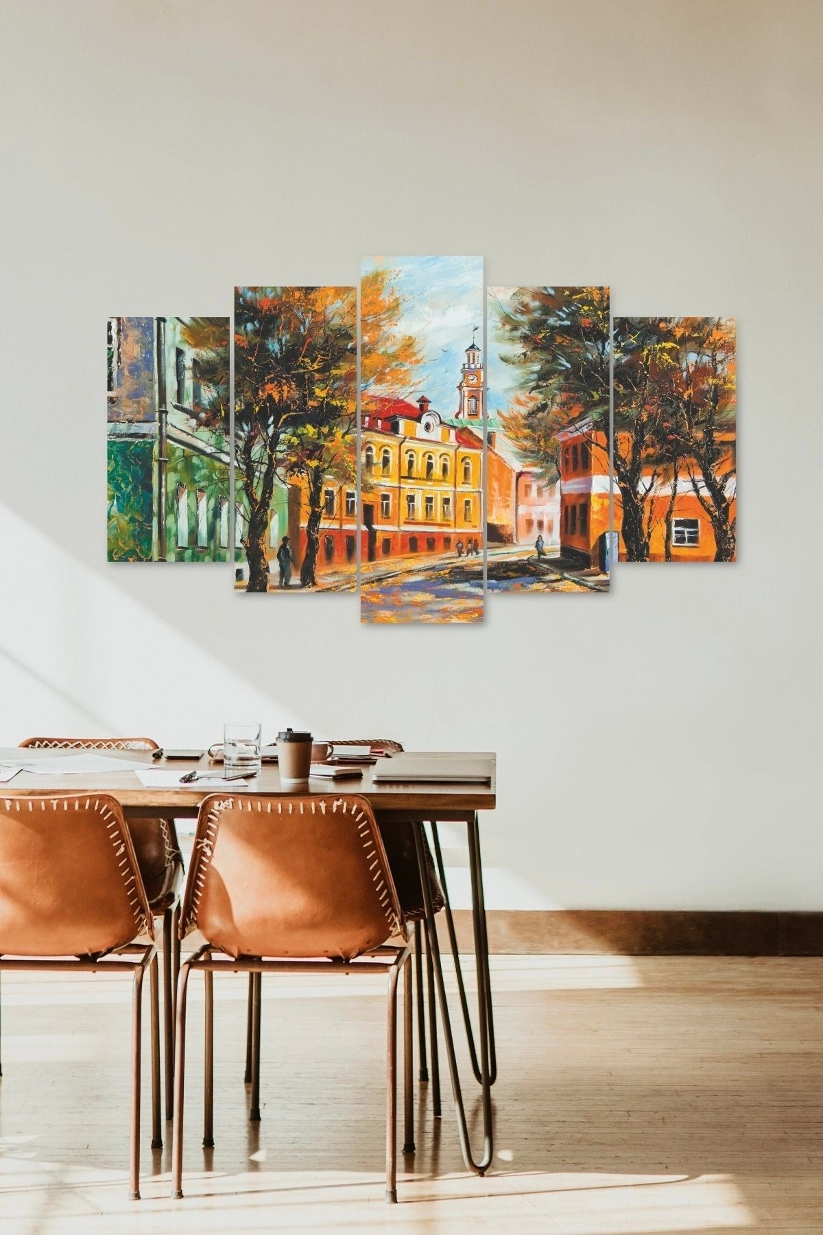 Şehir Manzara 5 Parçalı Mdf Tablo 60 x 100