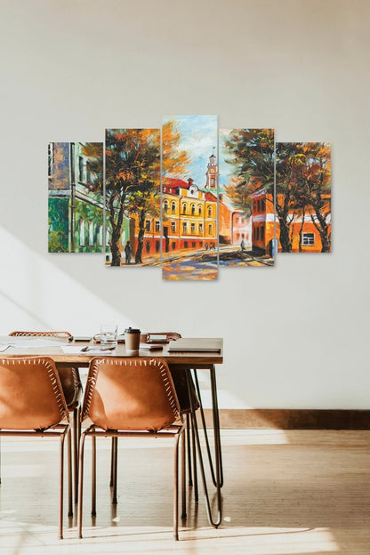 Şehir Manzara 5 Parçalı Mdf Tablo 60 x 100