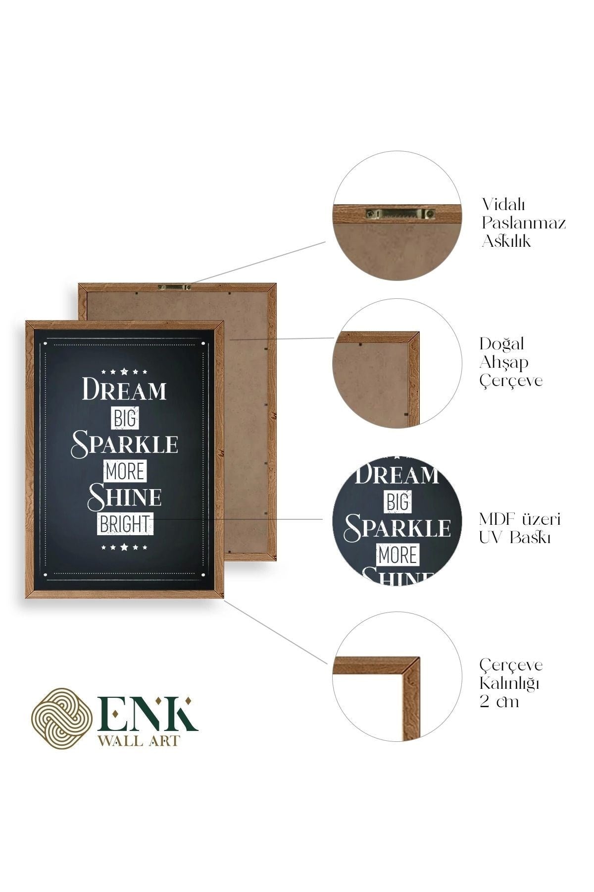 Motto Ahşap Çerçeveli Tablo 17 x 23