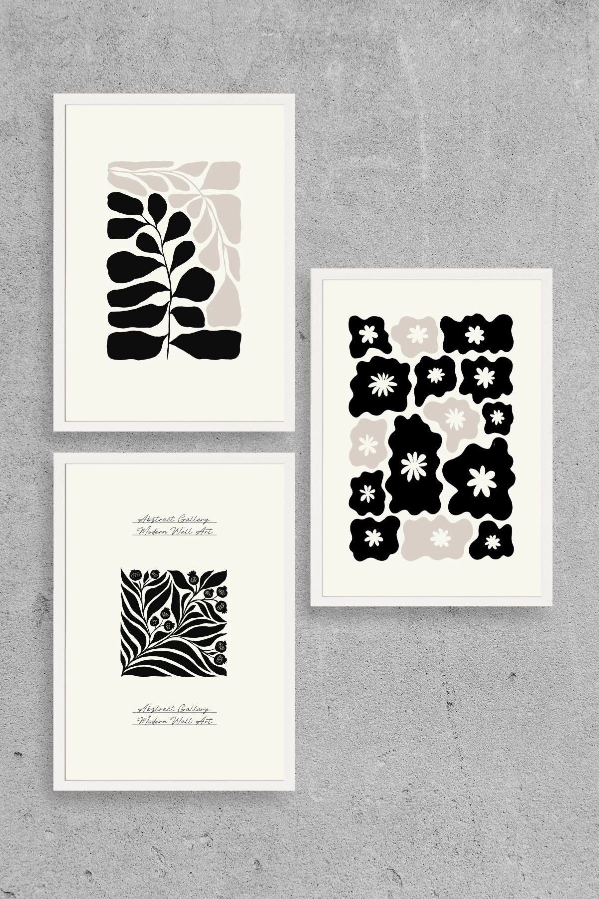 Modern Üçlü Ahşap Çerçeveli Tablo 40 x 60