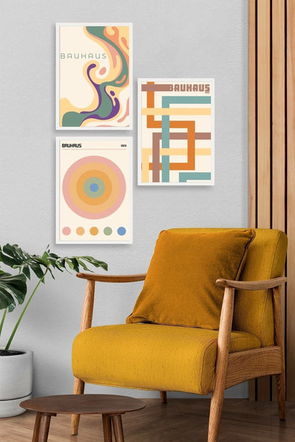 Bauhaus Üçlü Ahşap Çerçeveli Tablo 30 x 40