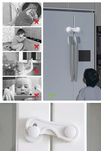 BUFFER® Bebek Çocuk Güvenliği Çekmece ve Dolap İçin Kendiliğinde Yapışkanlı Vidasız Kapak Kilidi