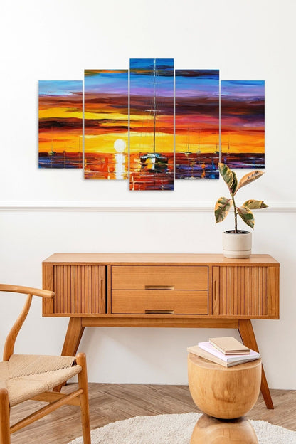 Deniz Manzarası 5 Parçalı Mdf Tablo 60 x 100