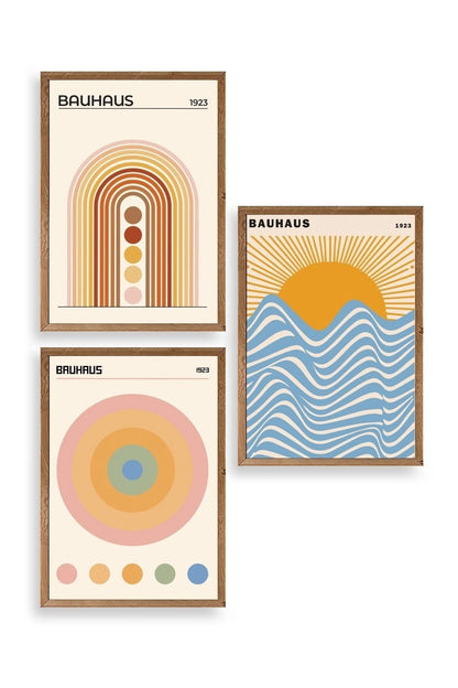 Bauhaus Üçlü Ahşap Çerçeveli Tablo 23 x 30