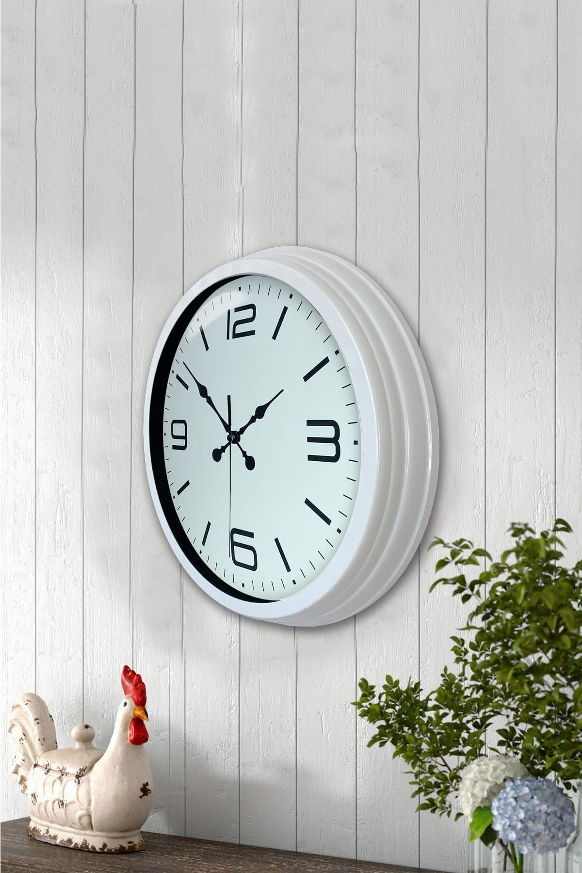 Zentime 40 Cm Metal Beyaz Modern Duvar Saati