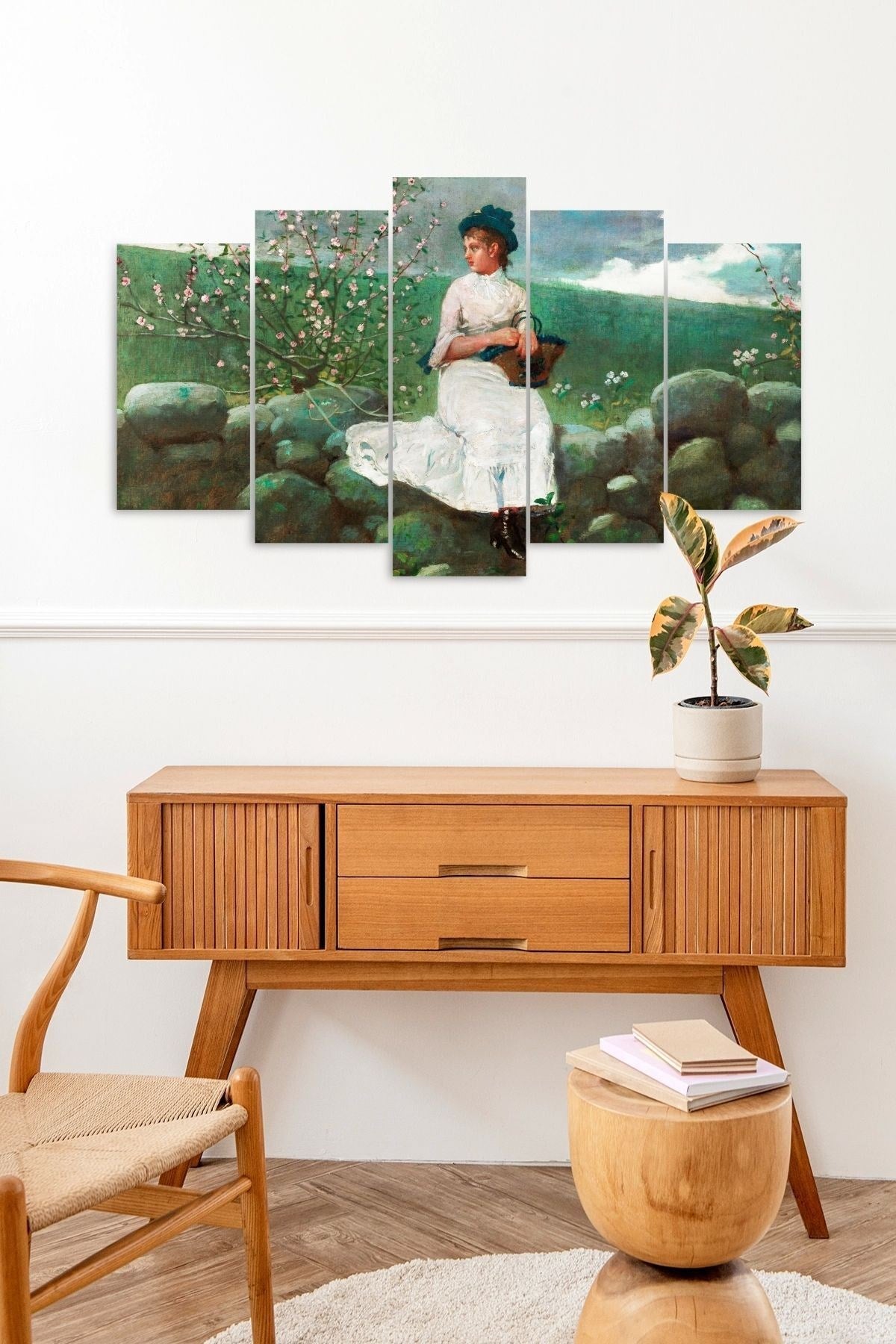 Kadın Manzarası 5 Parçalı Mdf Tablo 60 x 100