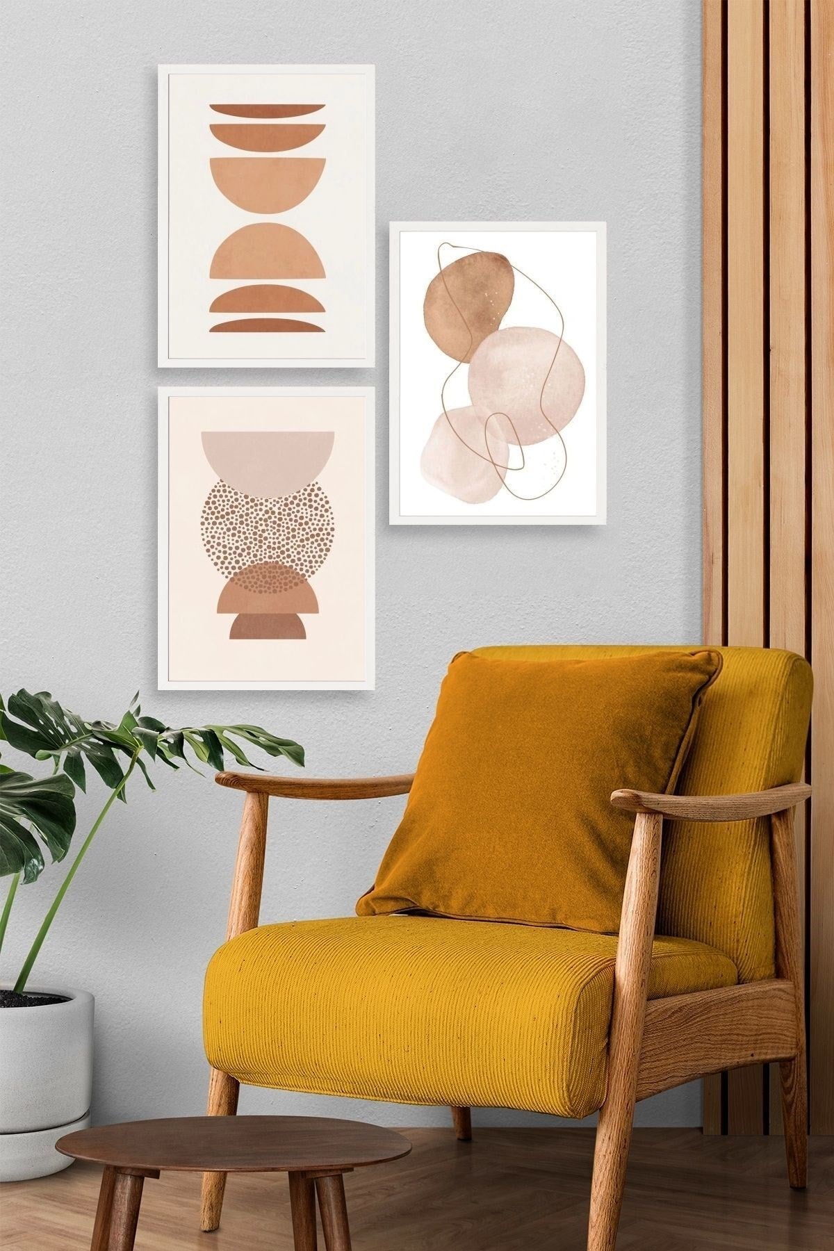 Modern Üçlü Ahşap Çerçeveli Tablo 50 x 70