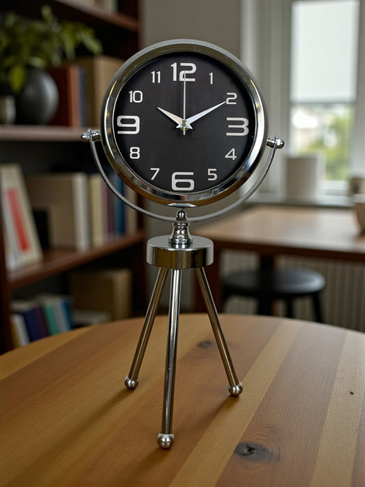 Zentime Krom Şık Üç Ayaklı Masa Saati