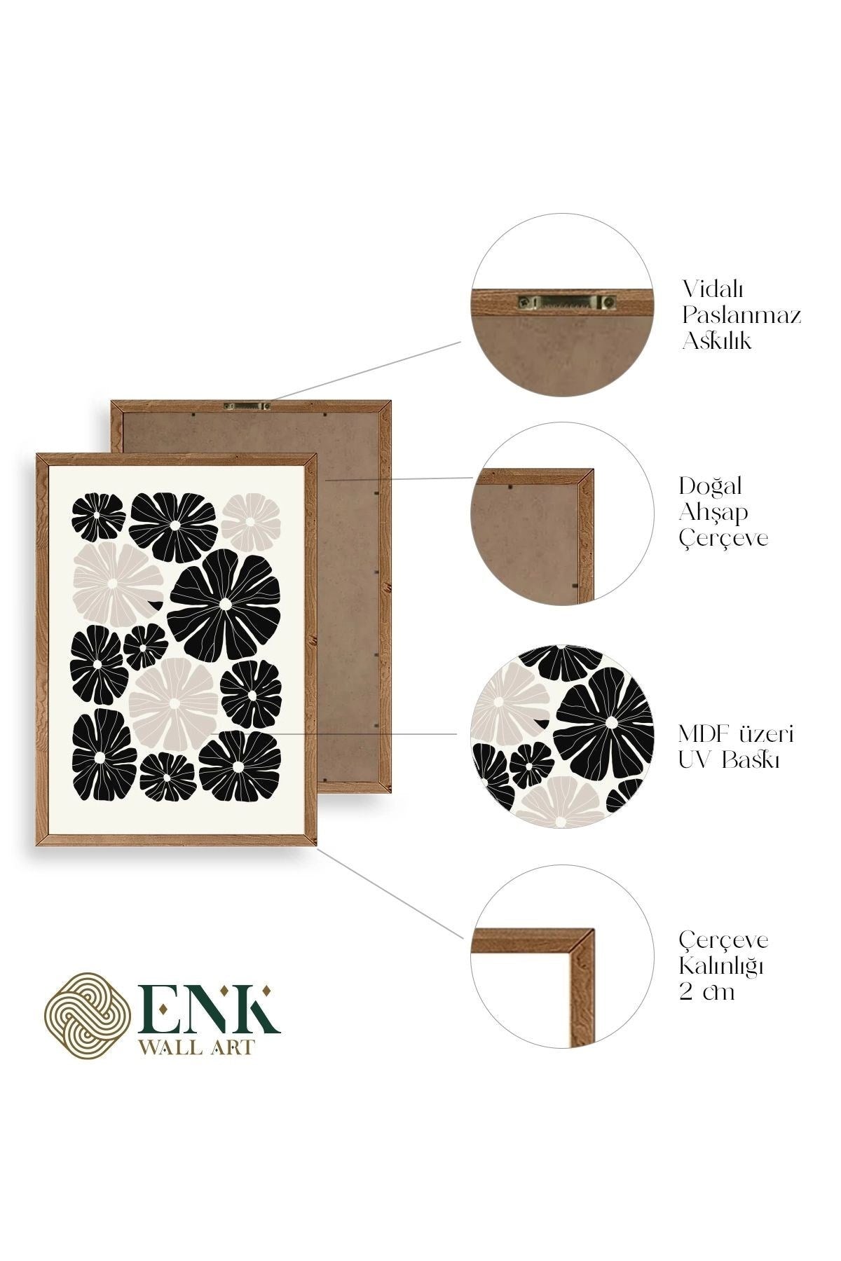 Çiçek Ahşap Çerçeveli Tablo 30 x 42