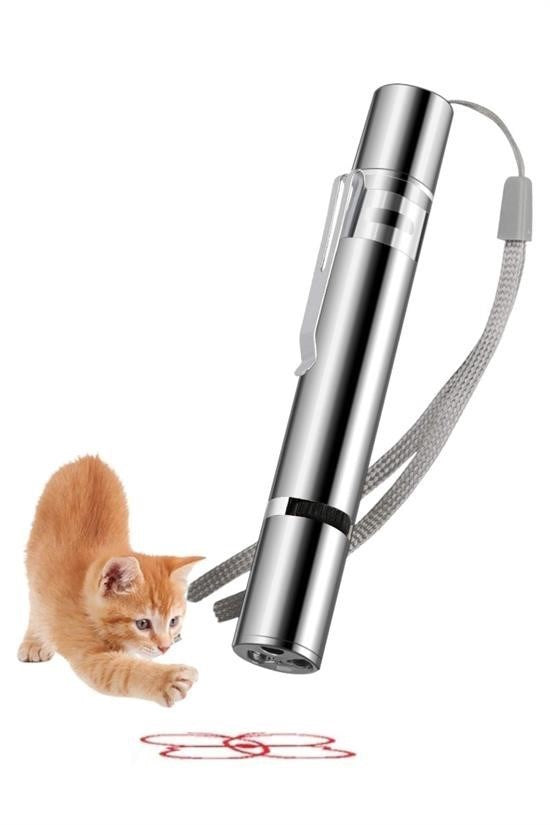 BUFFER® Usb İle Şarj Edilebilen 3In 1 Kırmızı Işık +Beyaz Led Meşale Işık + Uv El Feneri Kedi Lazeri