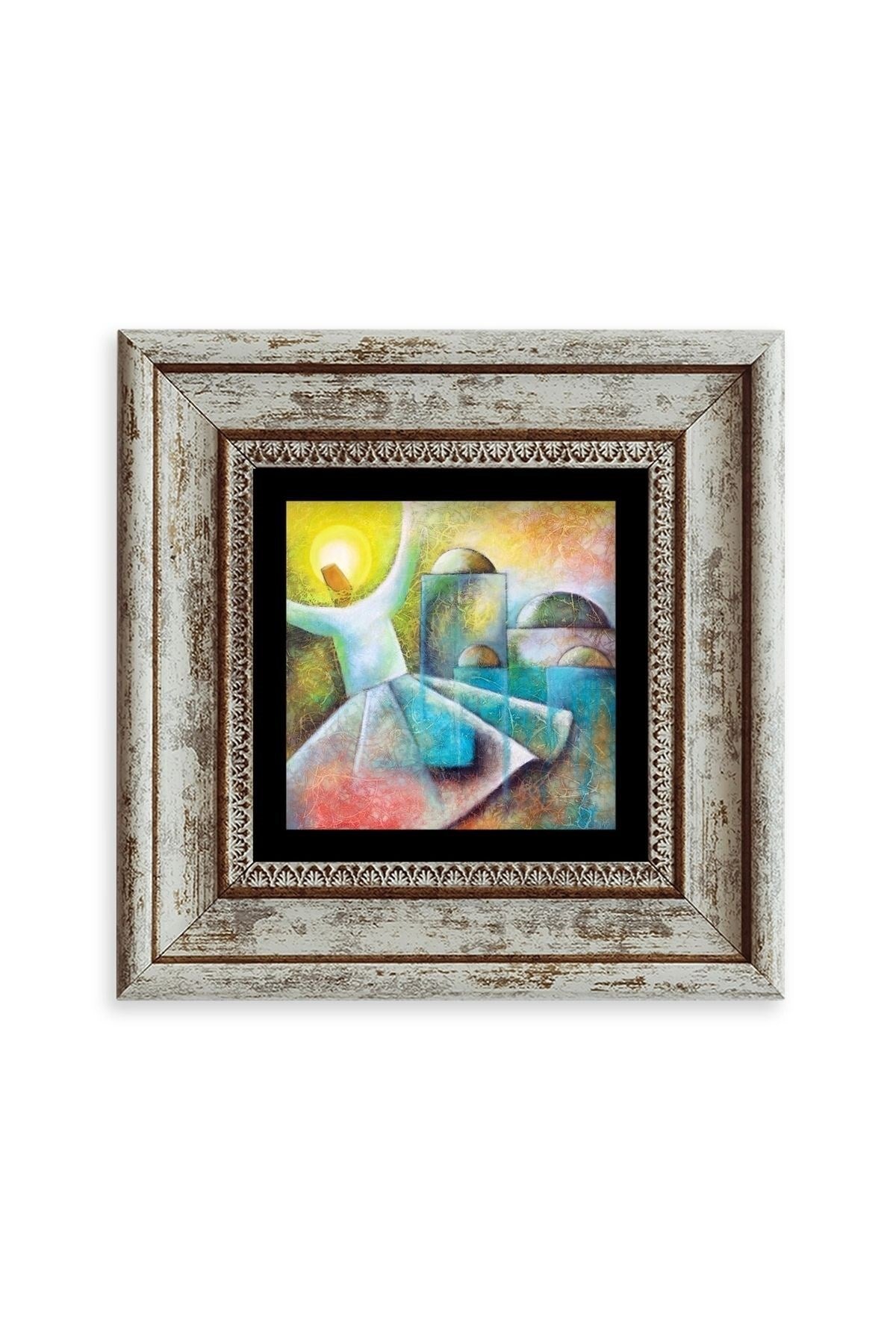 Semazen Mevlevi Çerçeveli Taş Tablo 20 cm