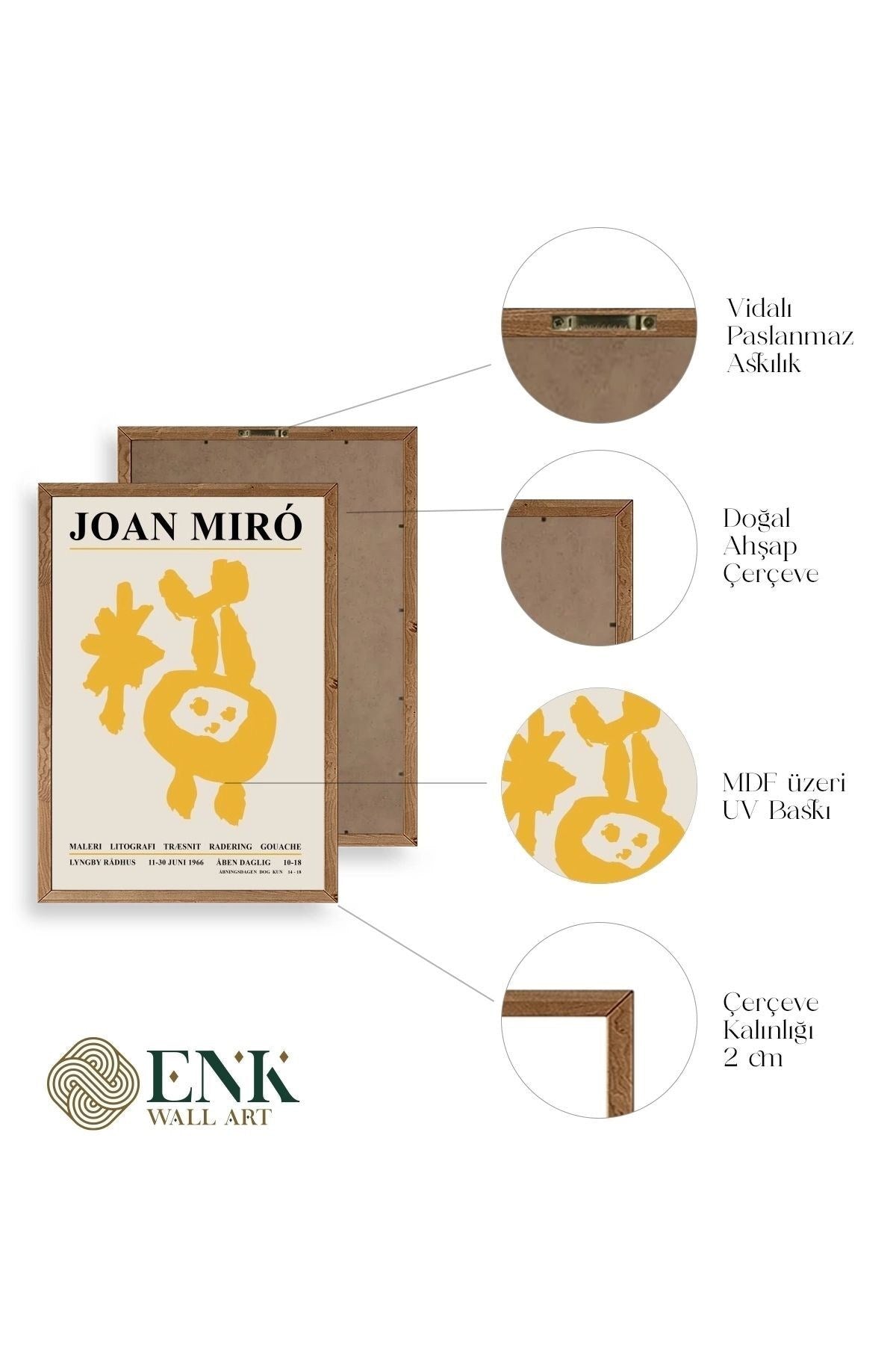 Joan Miro Ahşap Çerçeveli Tablo 23 x 30