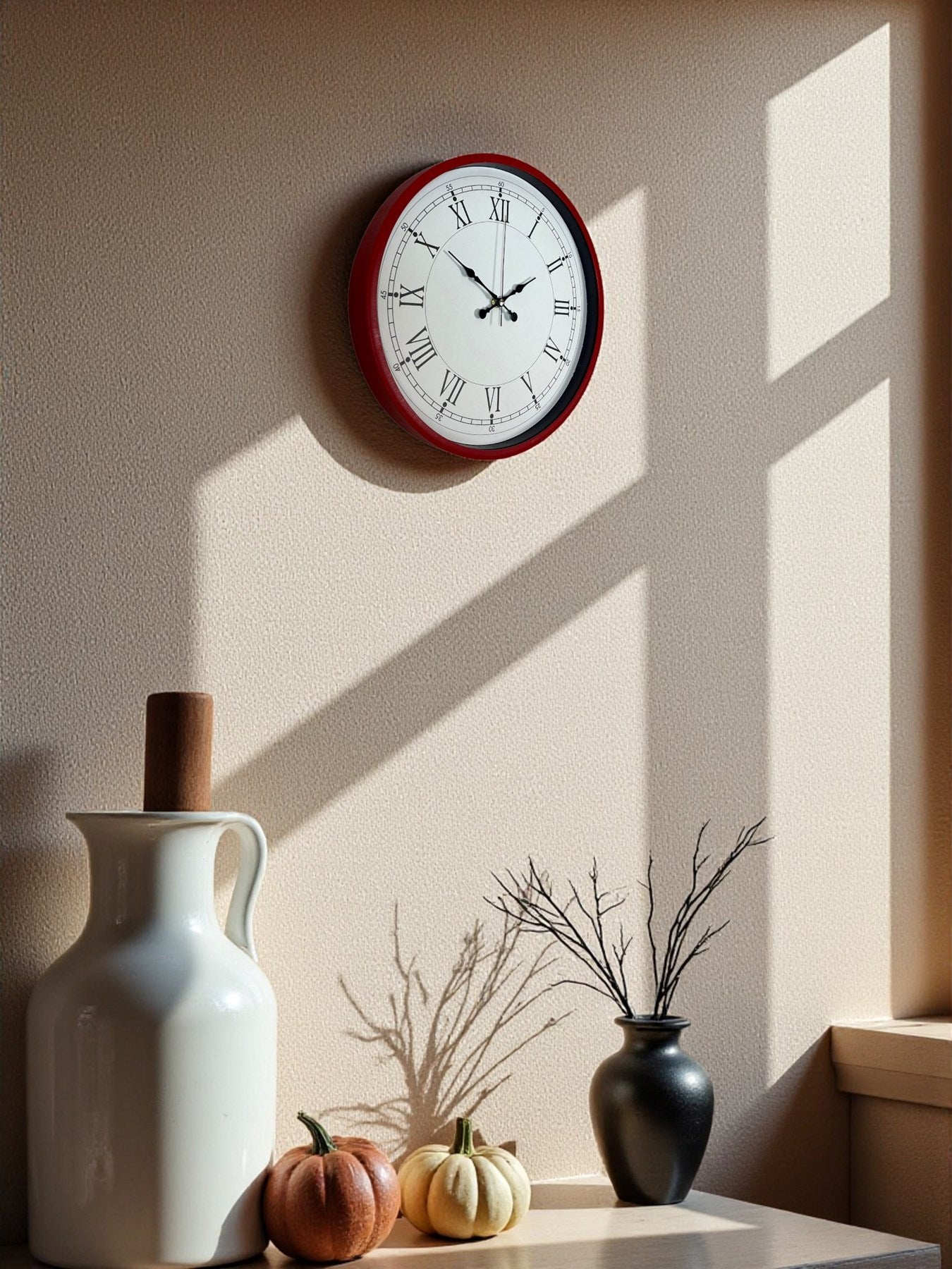 Zentime 36 Cm Kırmızı Dekoratif Duvar Saati