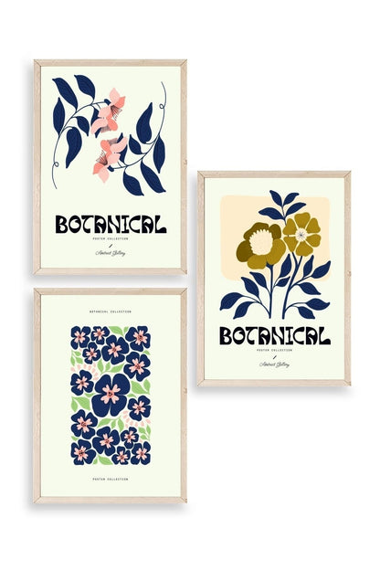 Botanik Üçlü Ahşap Çerçeveli Tablo 40 x 60