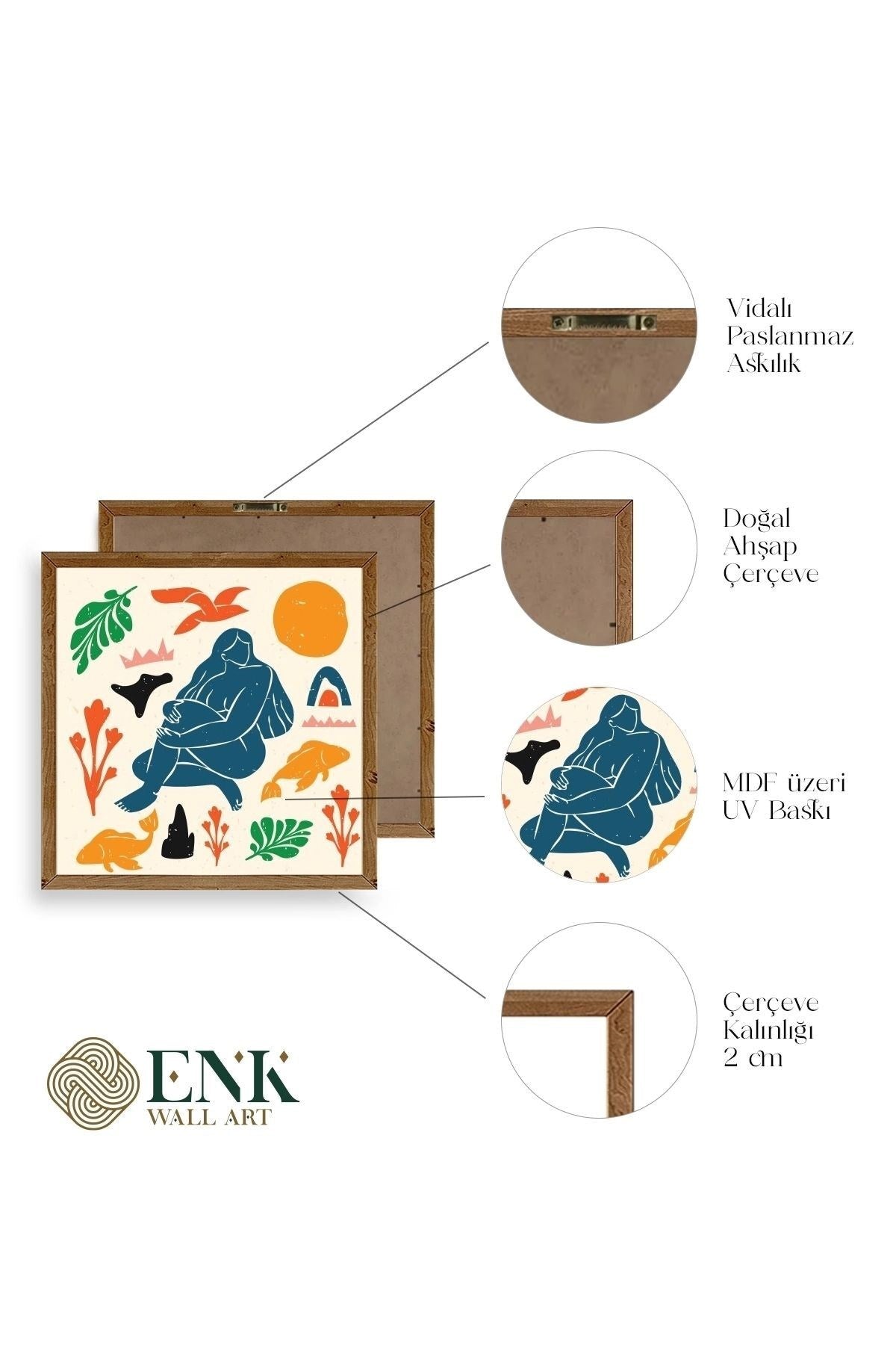 Kadın Ahşap Çerçeveli Tablo 23 x 23