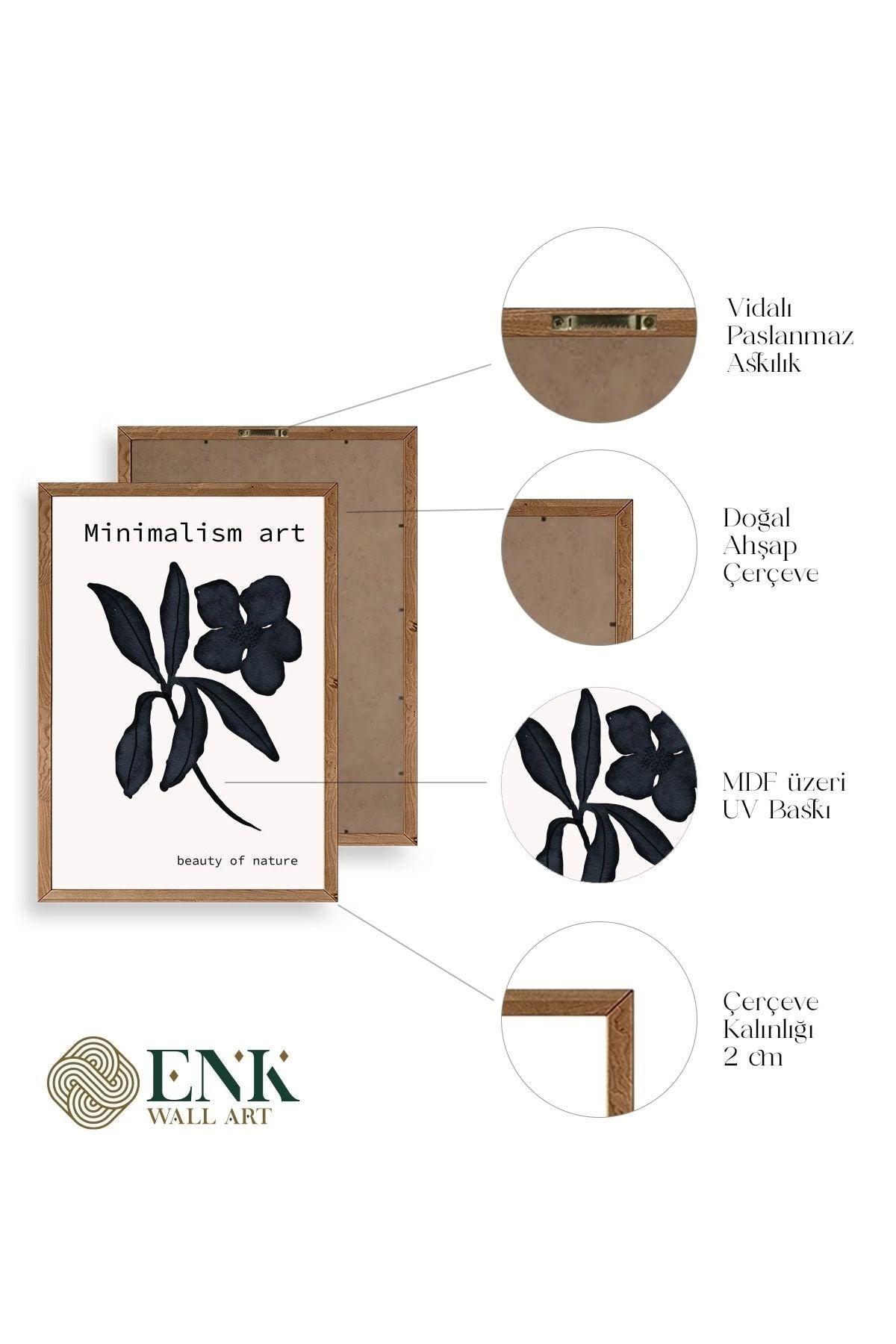 Çiçek Ahşap Çerçeveli Tablo 17 x 23