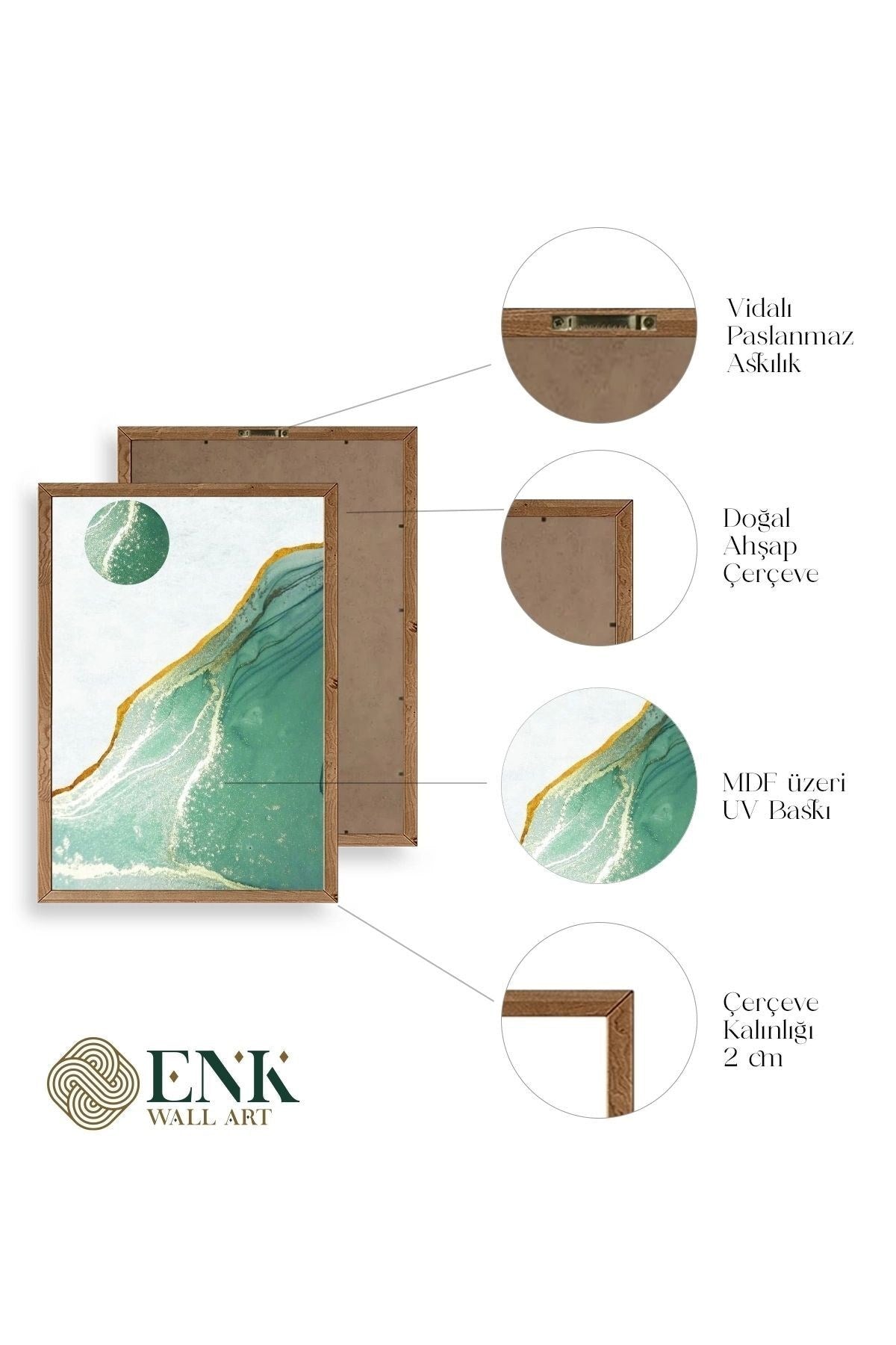 Manzara Üçlü Ahşap Çerçeveli Tablo 50 x 70