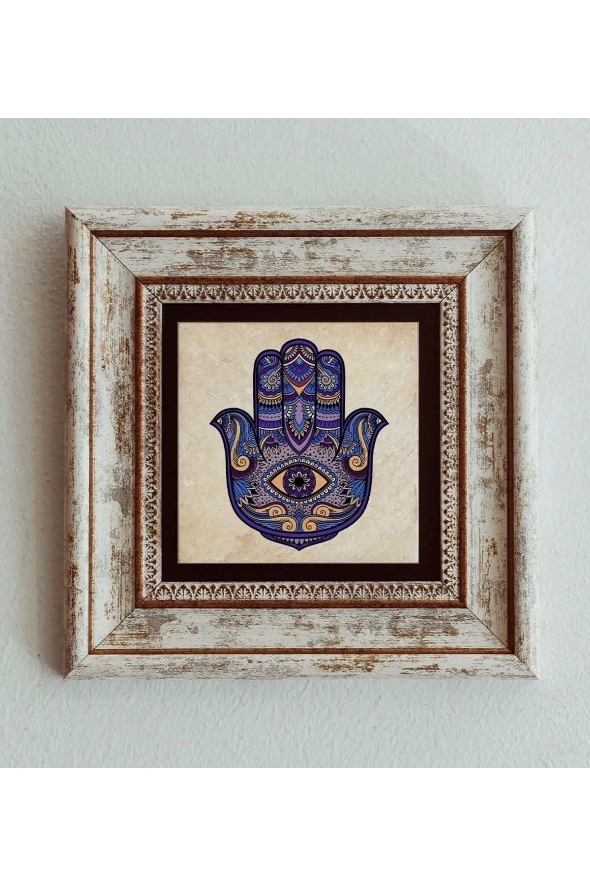 Fatıma Ana Eli Çerçeveli Taş Tablo 20 cm