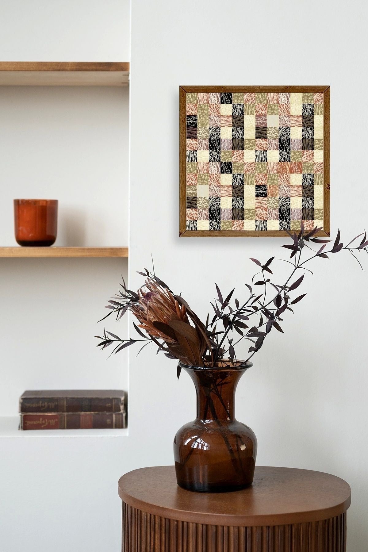 Soyut Ahşap Çerçeveli Tablo 50 x 50