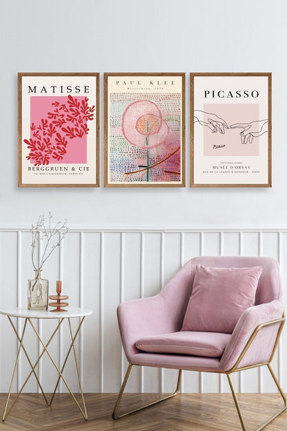 Ünlü Tablolar Üçlü Ahşap Çerçeveli Tablo 50 x 70