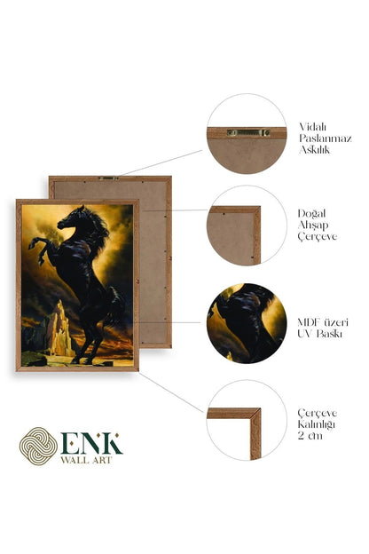 At Ahşap Çerçeveli Tablo 50 x 70