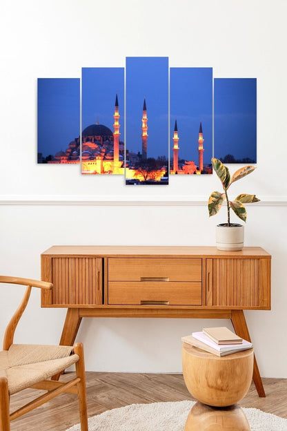 Camii Manzarası 5 Parçalı Mdf Tablo 60 x 100