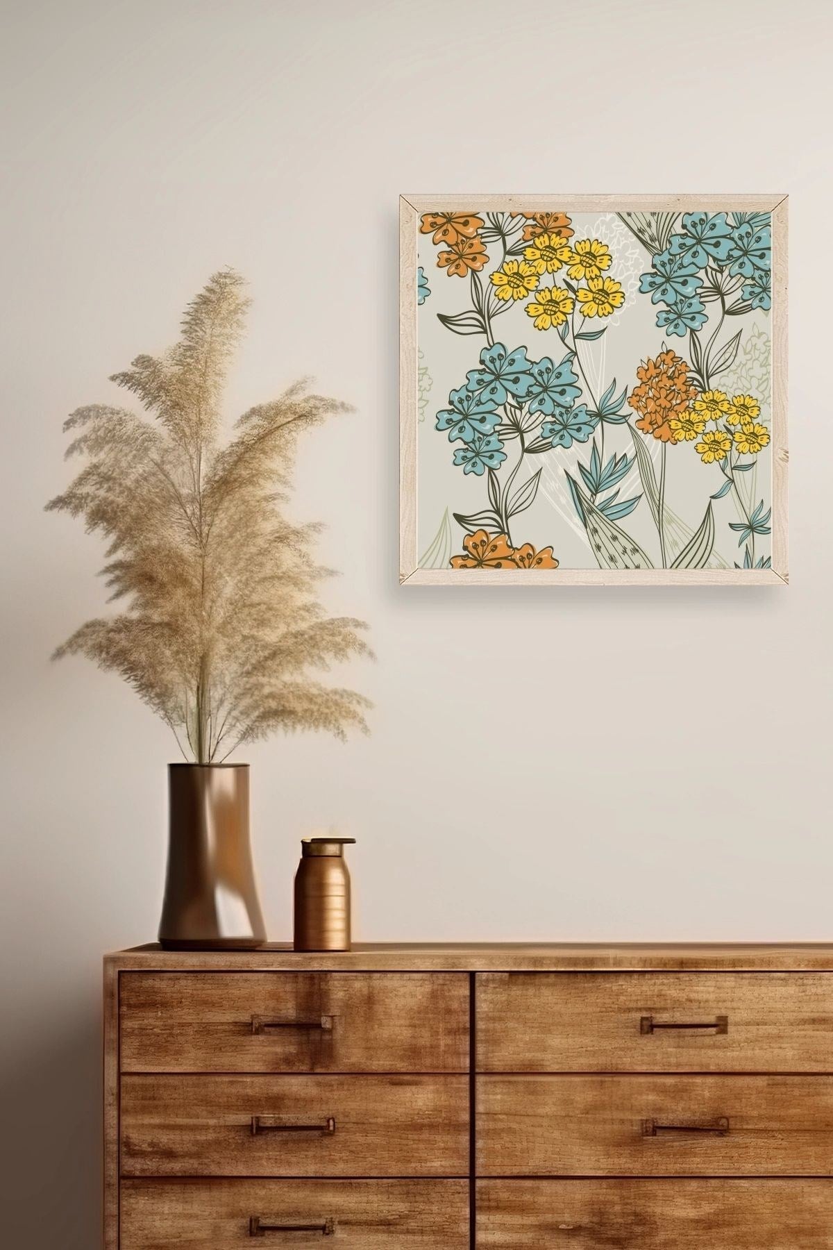 Çiçek Ahşap Çerçeveli Tablo 23 x 23