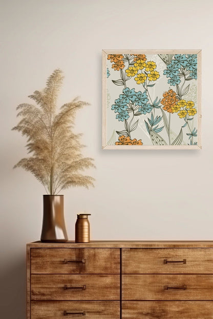 Çiçek Ahşap Çerçeveli Tablo 23 x 23