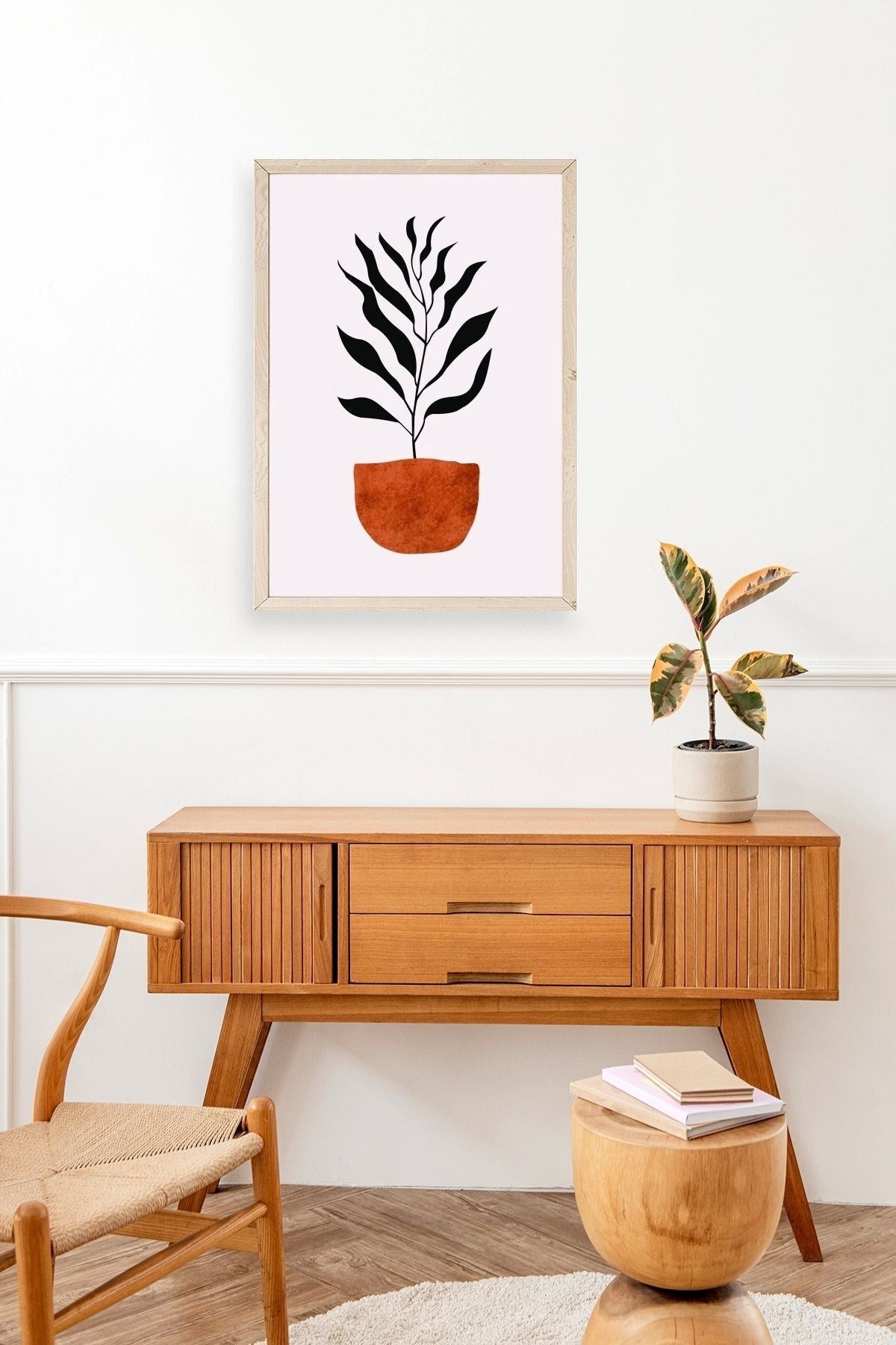 Saksı Ahşap Çerçeveli Tablo 17 x 23