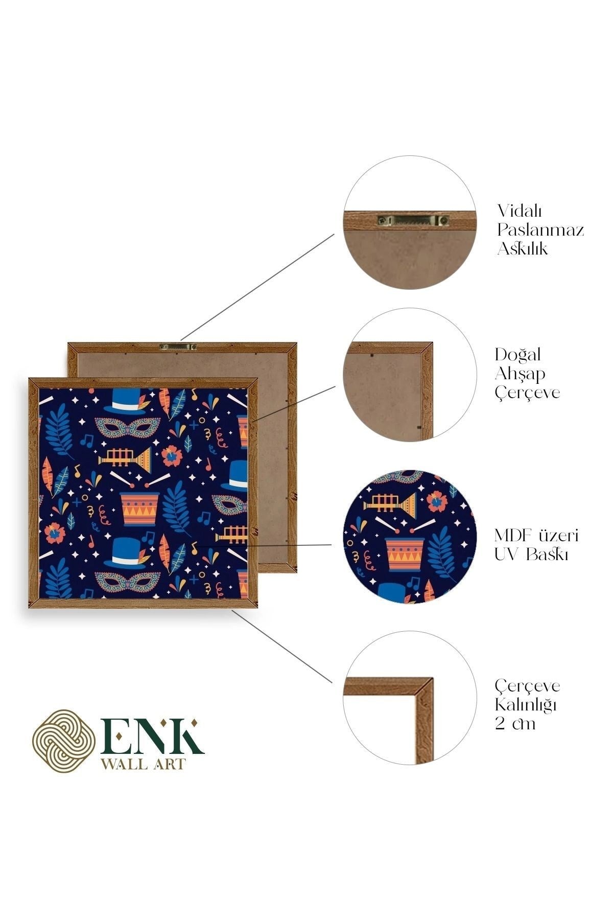Karnaval Ahşap Çerçeveli Tablo 50 x 50