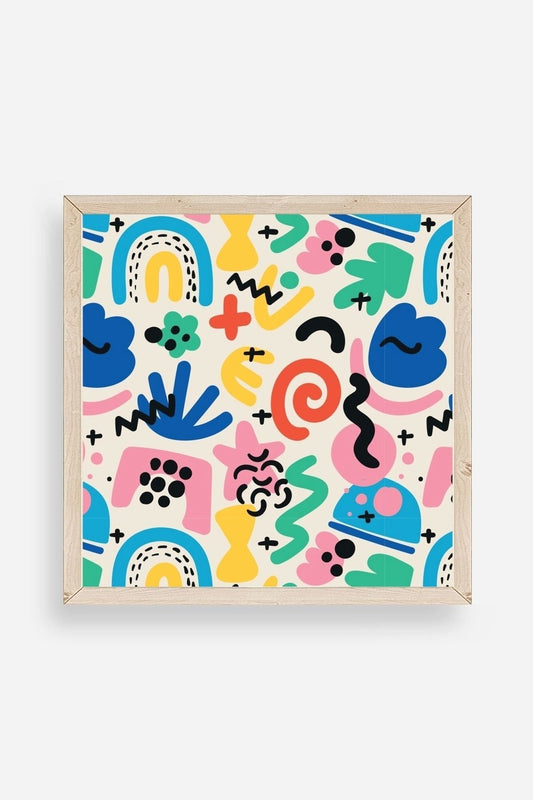 Soyut Ahşap Çerçeveli Tablo 23 x 23