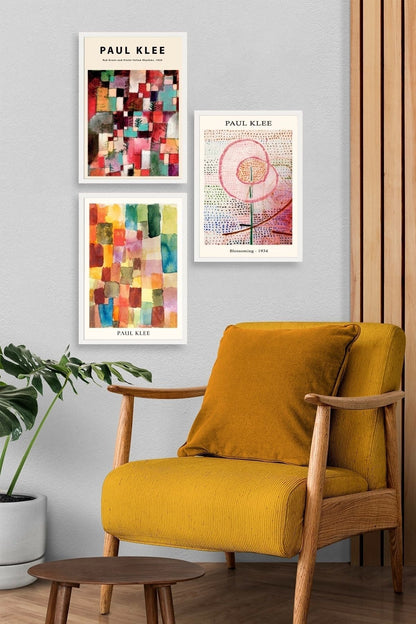 Paul Klee Üçlü Ahşap Çerçeveli Tablo 30 x 40