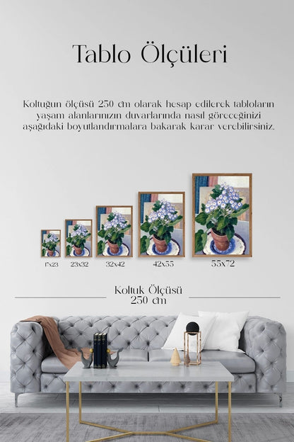 Saksıdaki Çiçek Ahşap Çerçeveli Tablo 30 x 42