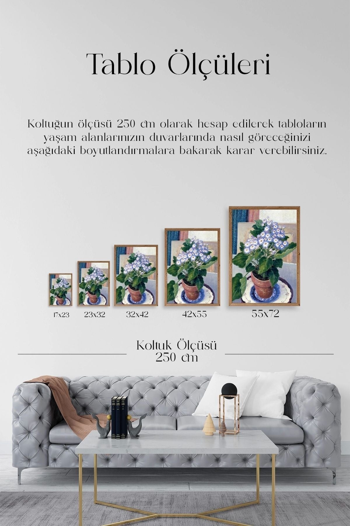 Saksıdaki Çiçek Ahşap Çerçeveli Tablo 17 x 23