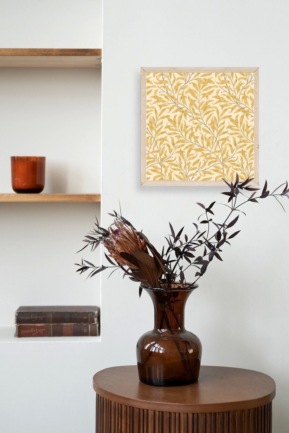 Yapraklar Ahşap Çerçeveli Tablo 23 x 23