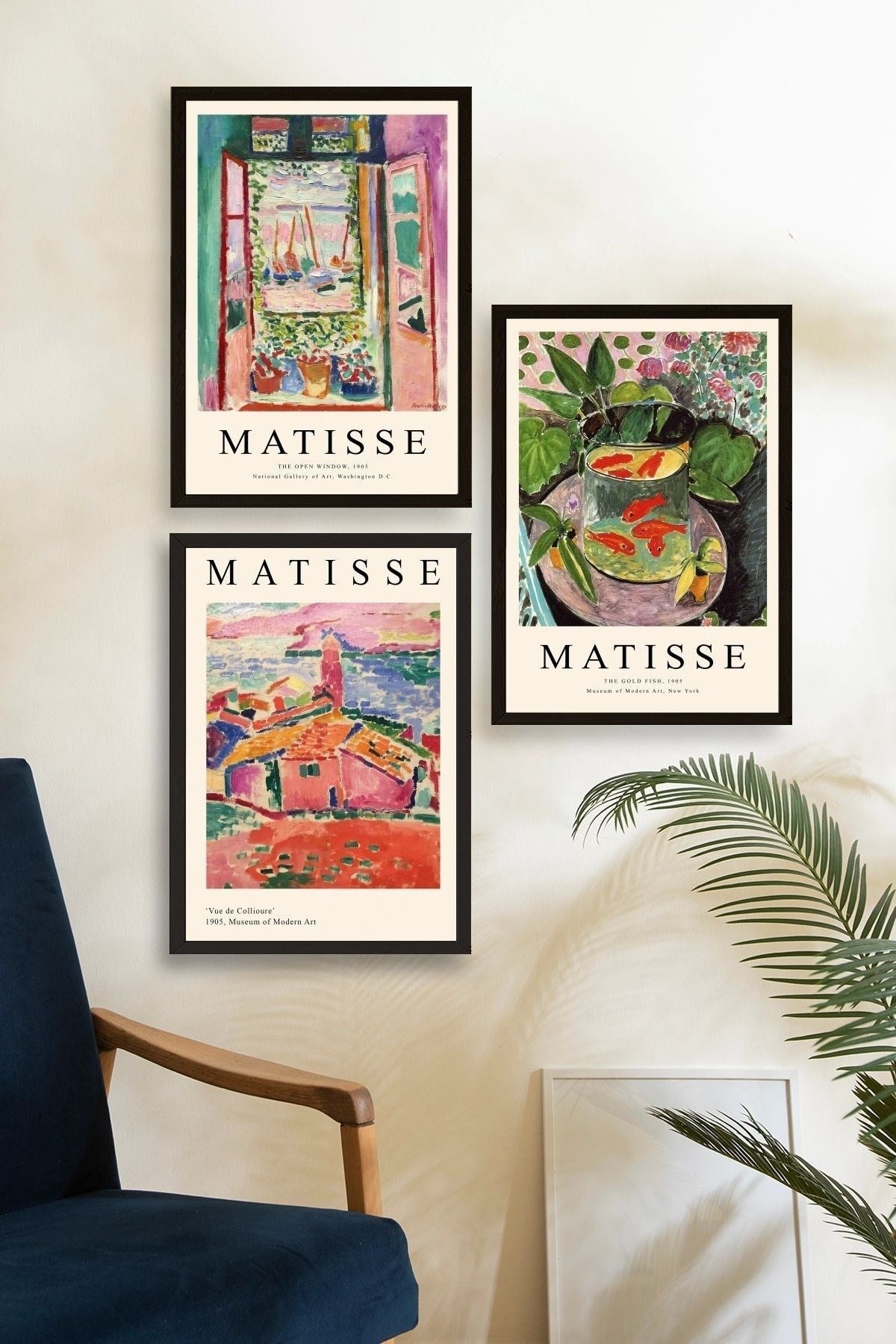 Matisse Üçlü Ahşap Çerçeveli Tablo 50 x 70