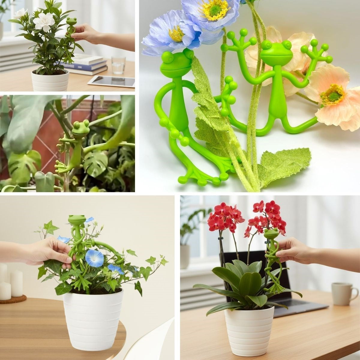 BUFFER® Kurbağa Şeklinde Bitki Sabitleyici – Bahçe ve İç Mekan Bitkileri İçin Dal ve Gövde Destek Aparatı, Çok Amaçlı Bitki Tutucu Klips