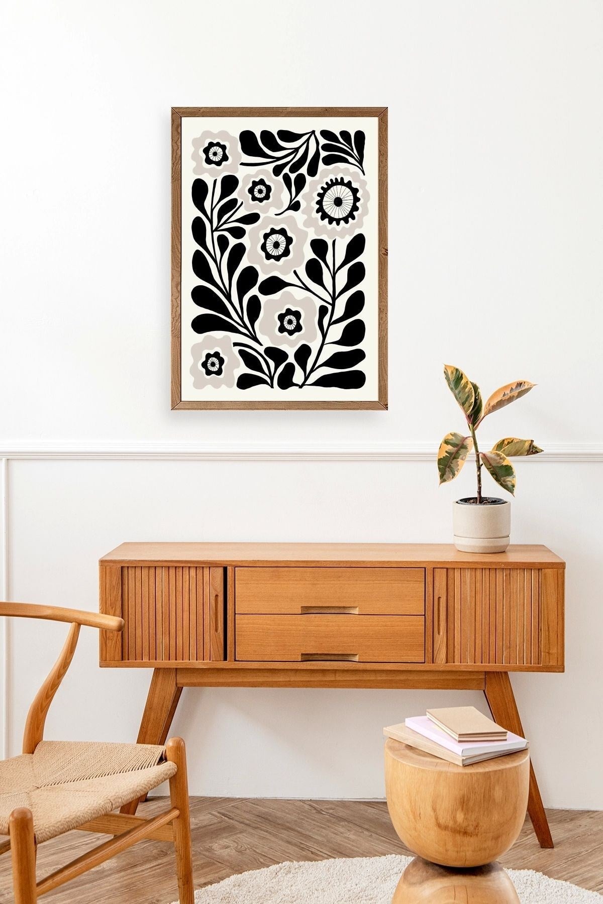 Çiçek Ahşap Çerçeveli Tablo 50 x 70