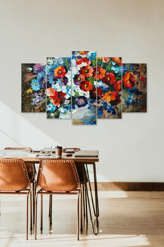 Çiçekler 5 Parçalı Mdf Tablo 60 x 100
