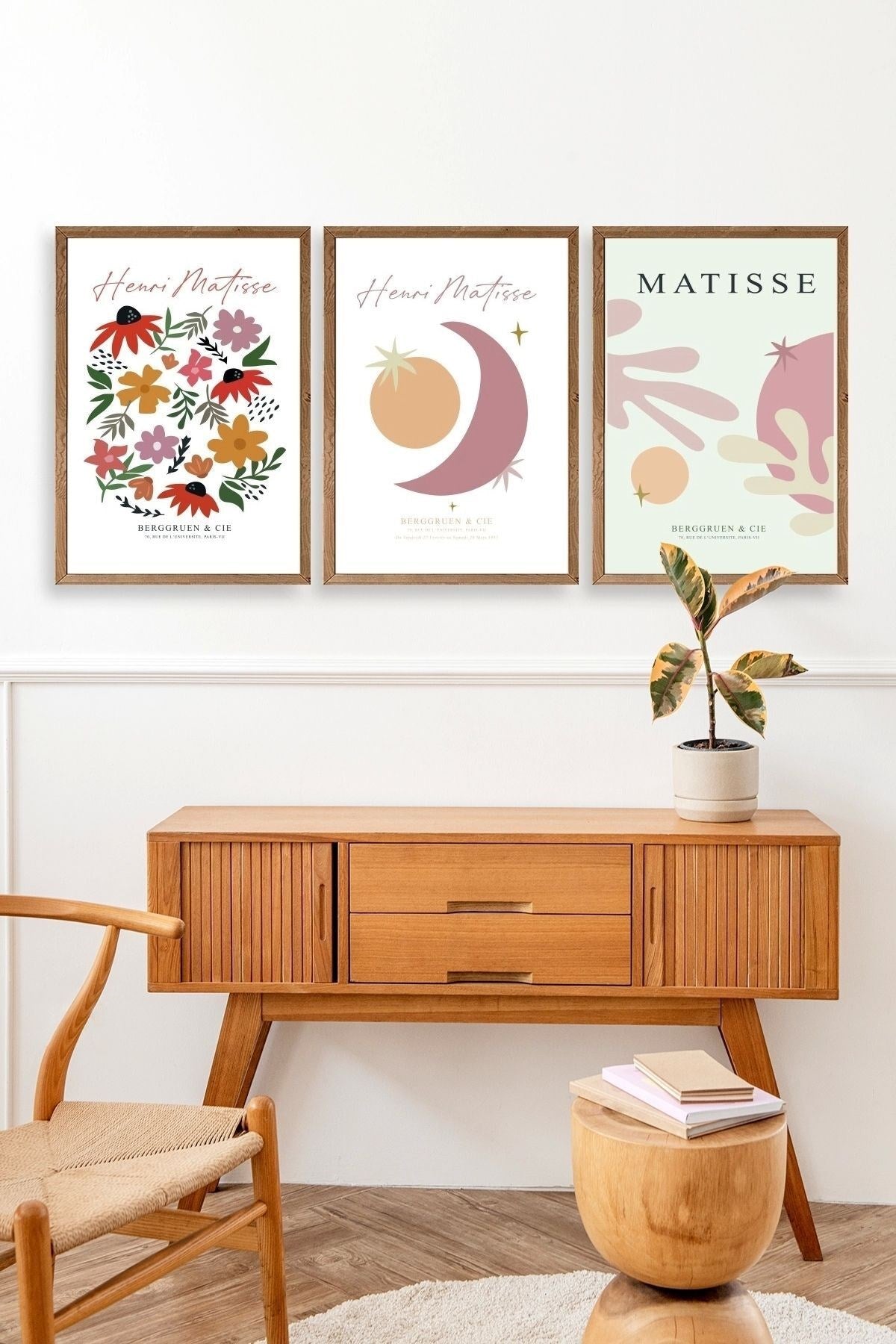 Matisse Üçlü Ahşap Çerçeveli Tablo 50 x 70