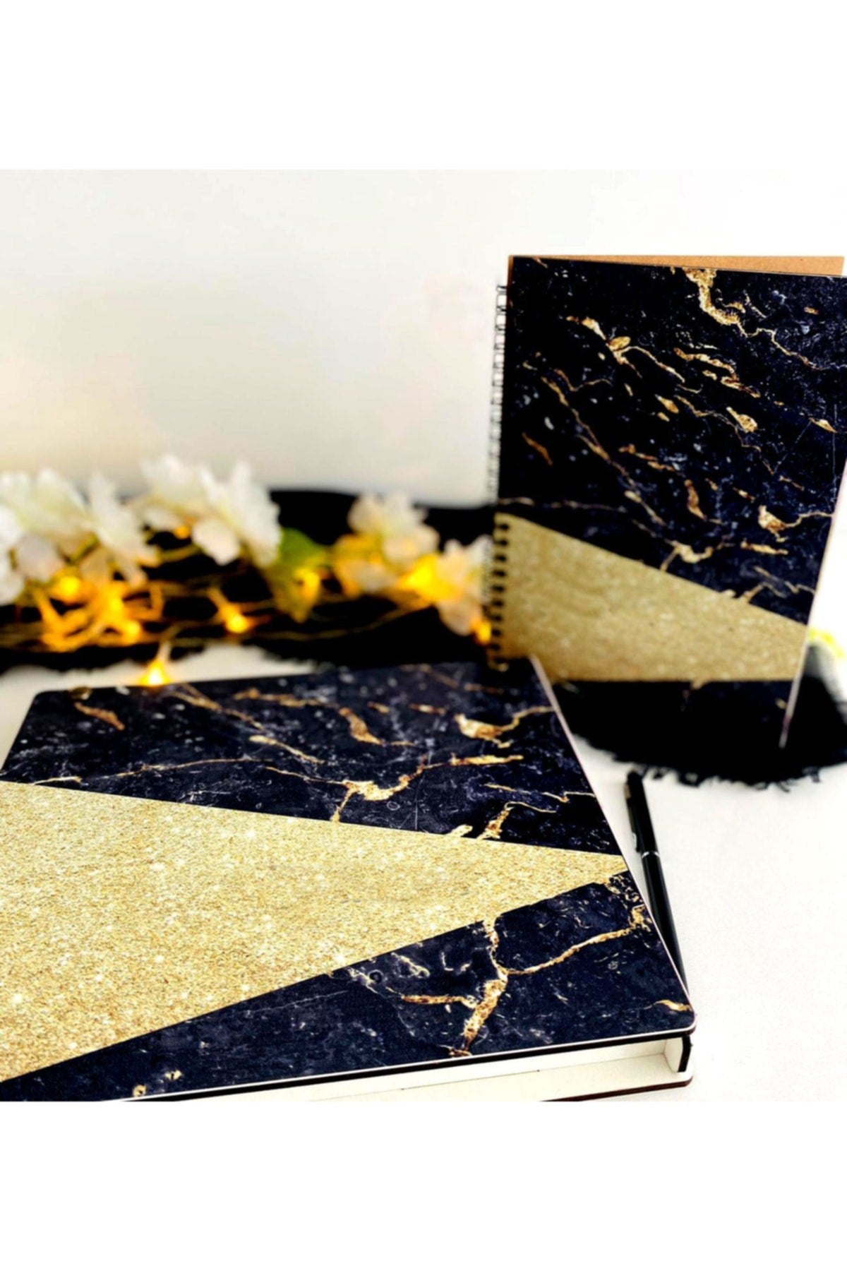 Ahşap Kutulu Ahşap Defter Kalem Seti - Siyah1