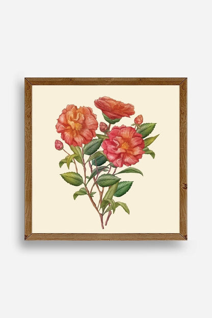 Çiçek Ahşap Çerçeveli Tablo 50 x 50