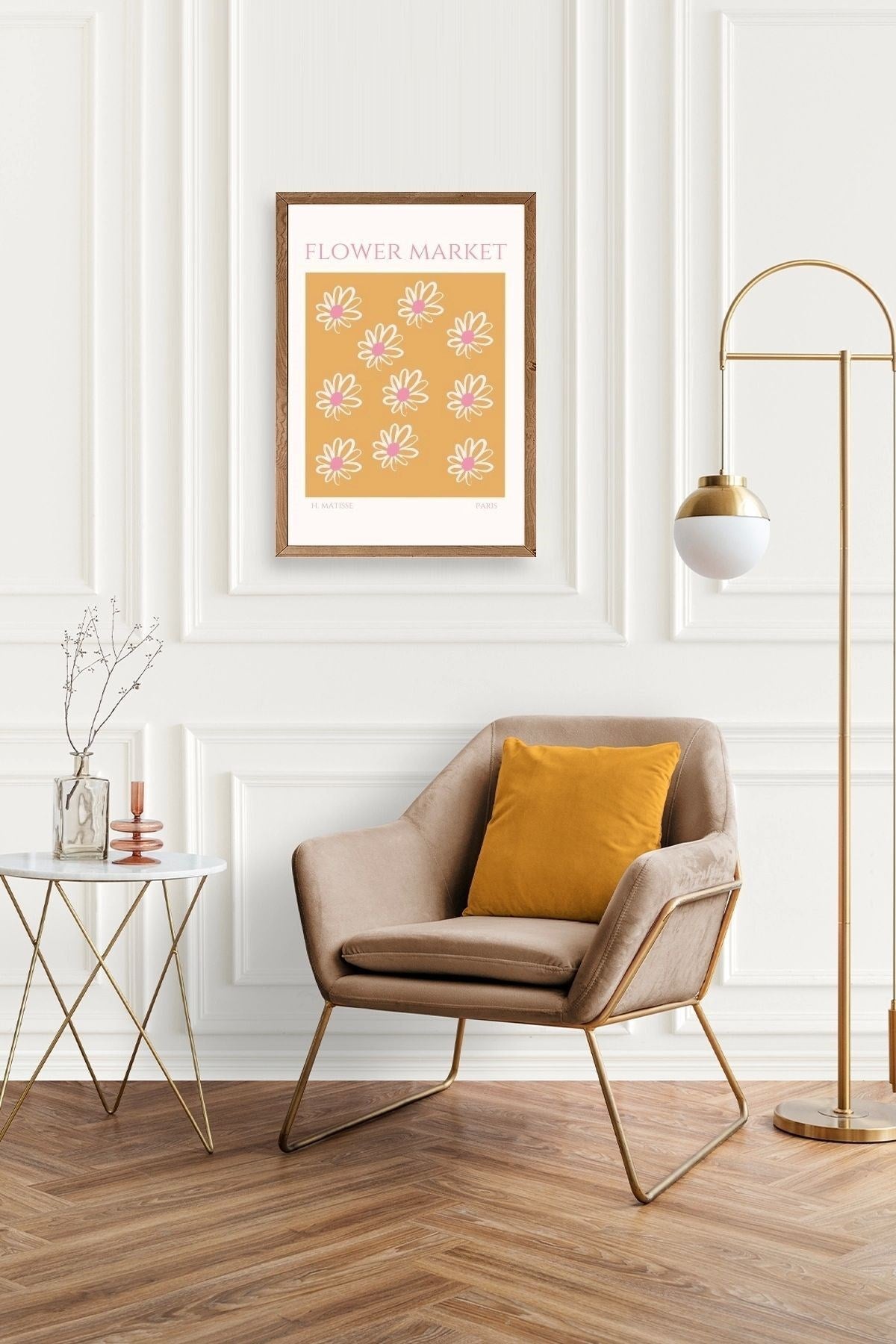 Çiçek Pazarı Ahşap Çerçeveli Tablo 23 x 30