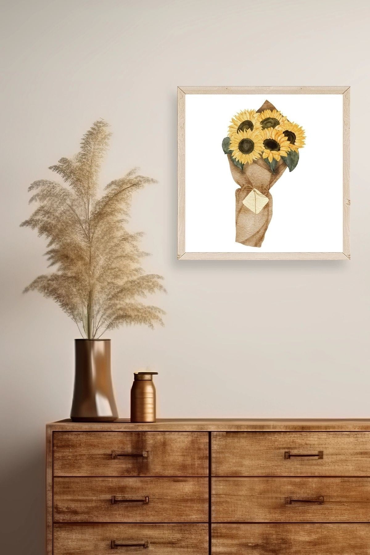 Çiçek Ahşap Çerçeveli Tablo 50 x 50