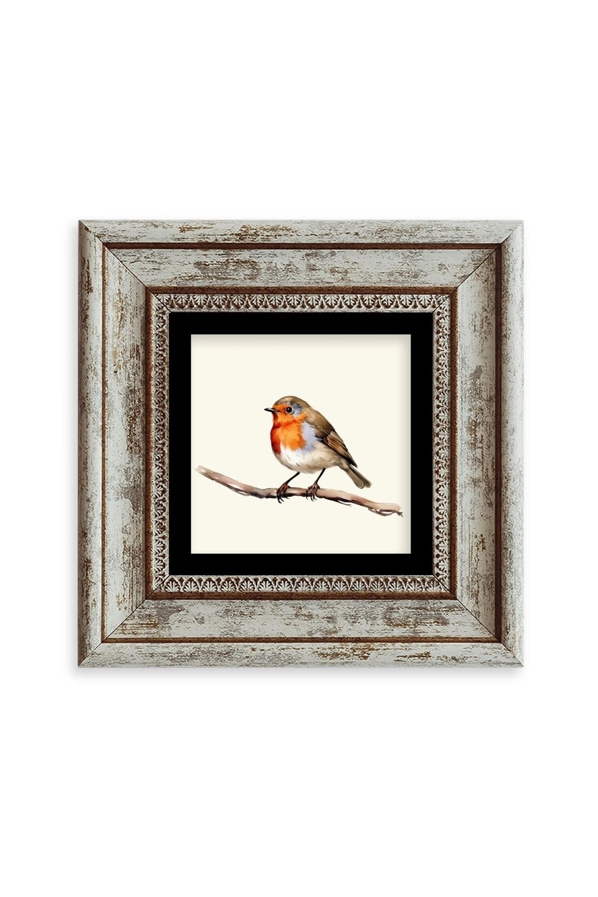 Tombul Kuş Çerçeveli Taş Tablo 20 cm