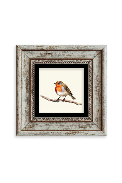 Tombul Kuş Çerçeveli Taş Tablo 20 cm