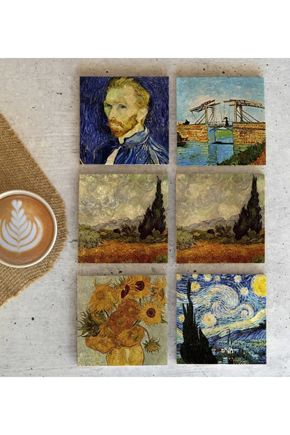 Van Gogh 6'lı Taş Bardak Altlığı