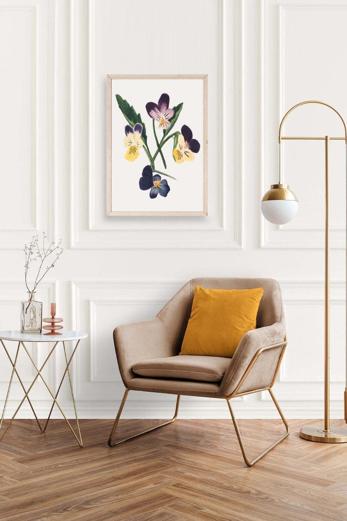 Çiçekler Ahşap Çerçeveli Tablo 23 x 30